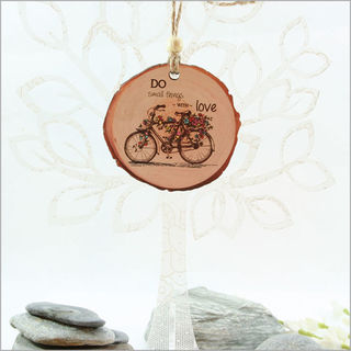 Wood Slice Ornament : Bicycle