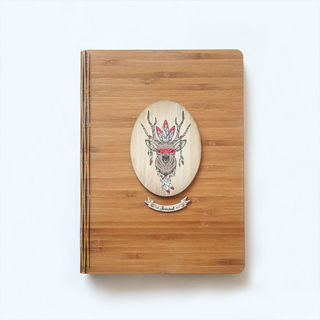 Bamboo Journal : Printed Tribal Stag (Oval)