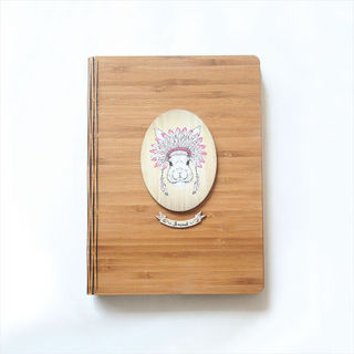 Bamboo Journal : Printed Tribal Bunny (Oval)