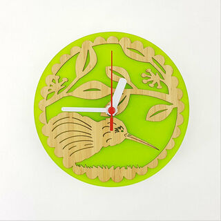 Clock: Kiwi on Pohutukawa (Bamboo+Lime Green Acrylic)