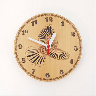 Clock: Kowhaiwhai Fantail (Rimu)