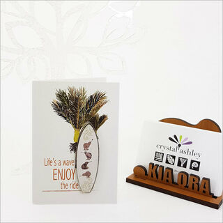 Gift Card with embellishment: Kiwis Surfboard