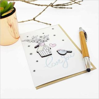 Greeting Card with embellishment: Love You (Birds)