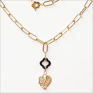 Paperclip Chain Necklace with Kawakawa Leaf charm