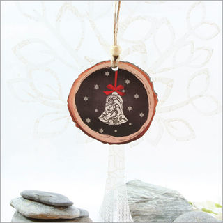 Wood Slice Ornament : Filigree Bell