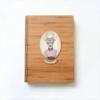 Bamboo Journal : Printed Deer Girl (Oval)