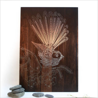 ACM Printed Rectangle : Dark Wood Fantail (Small)