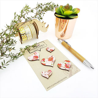 5 Heart Set - Pink Floral