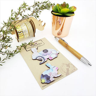 Bunnies - Blue Floral