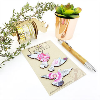 Doves Set - Blue Floral