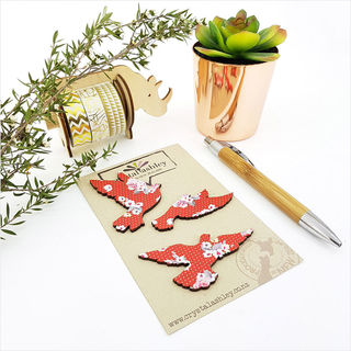 Doves Set - Red Floral