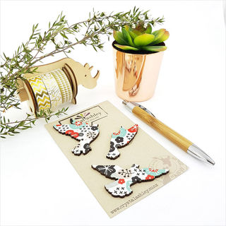 Doves Set  - Blue Whimsical 