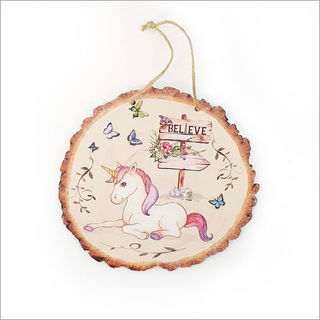 Wood Slice Art: Unicorn