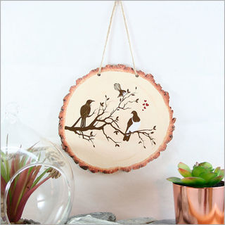 Wood Slice Art: Birds on Tree