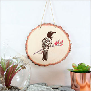 Wood Slice Art: Filigree Tui