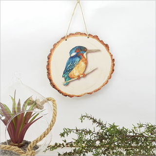 Wood Slice Art: King Fisher