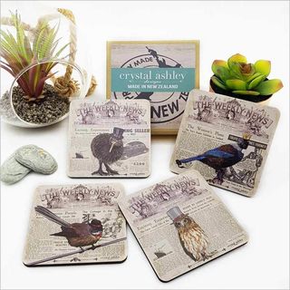 Coasters: Printed NZ Vintage Birds