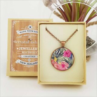 Circle Necklace: Hibiscus (Printed MOP)