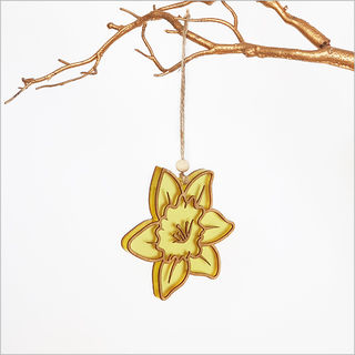 Ornament: Daffodil Flower Bamboo + Yellow Satin Acrylic