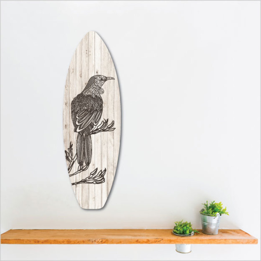 Ply Surfboard Art: Zentangle Tui (Plank)