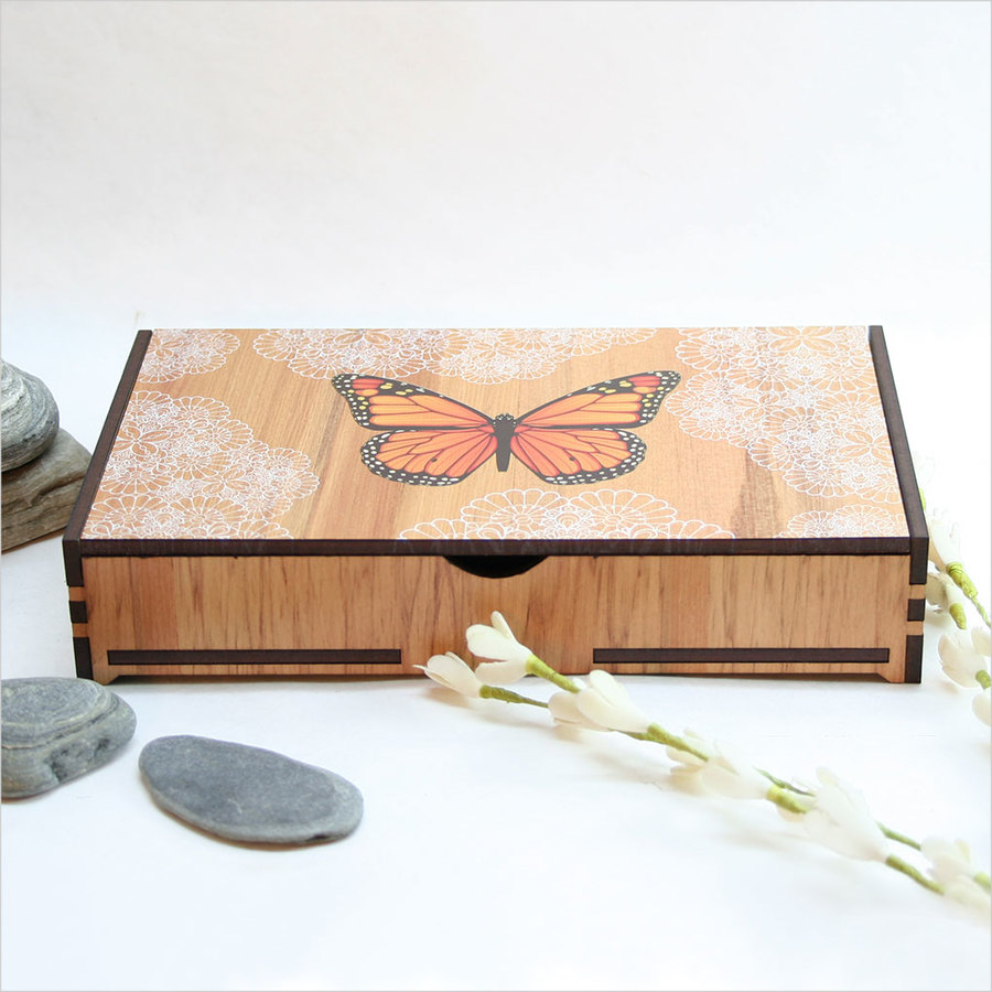 Large Rectangle Trinket Box : Monarch
