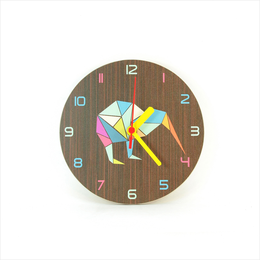 Clock: Kiwi Geometric Dark Oak