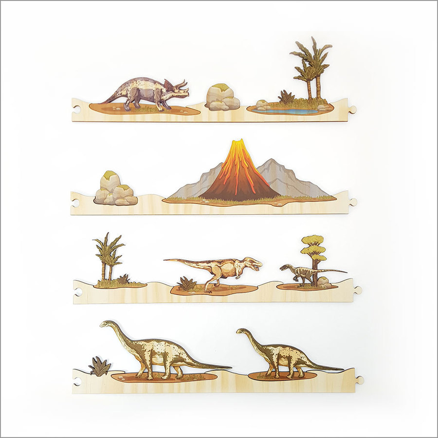 Pine Jigsaw strip: Dinosaurs Full Set