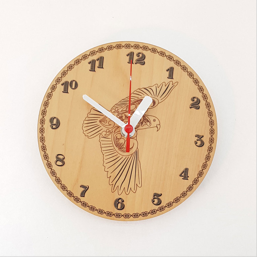 Clock: Kowhaiwhai Kea (Rimu)