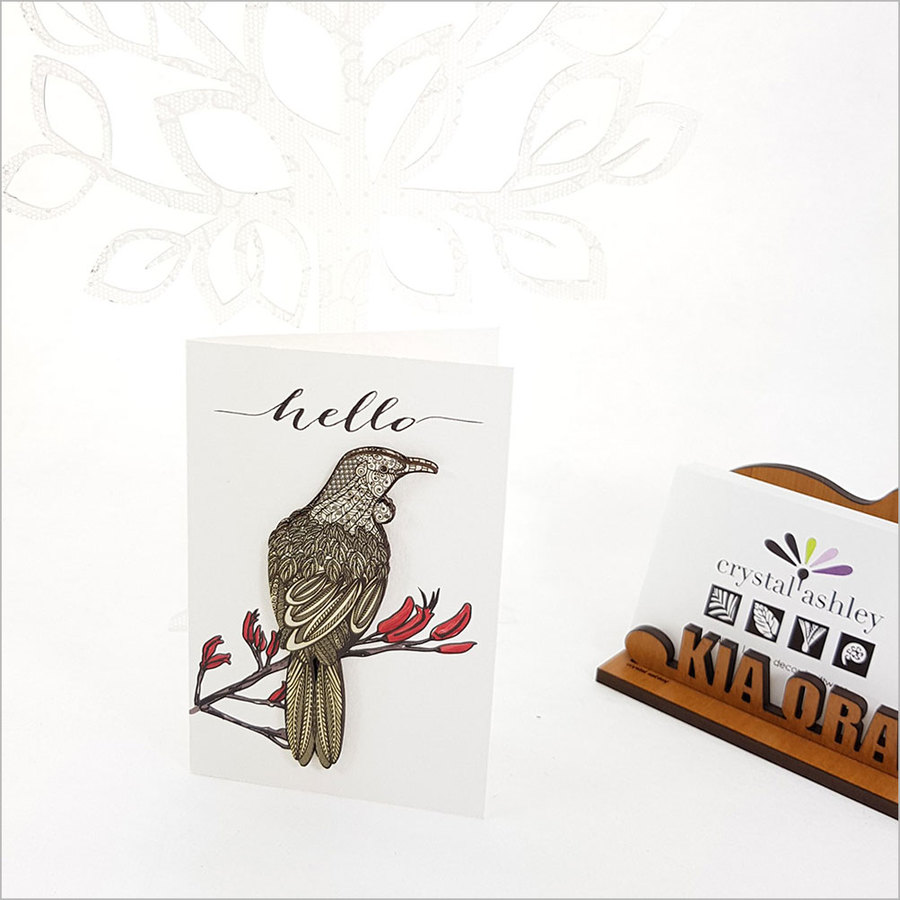 Gift Card with embellishment: Hello Tui