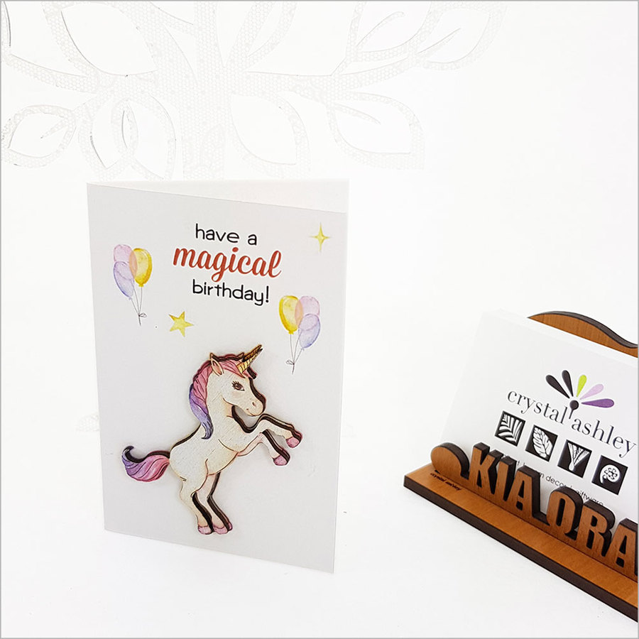 Gift Card with embellishment: Unicorn Birthday