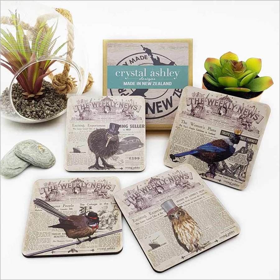 Coasters: Printed NZ Vintage Birds