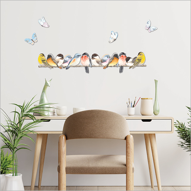 ACM Printed Birds on branch and butterflies set