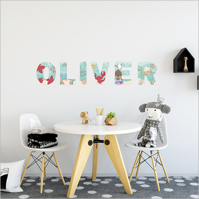 Fabric Wall Decals: Ocean Theme Letters