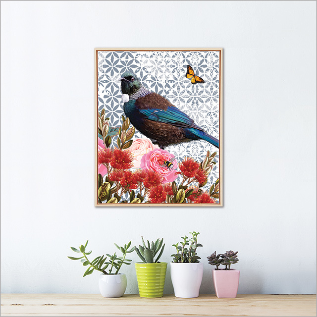 Framed printed Canvas wall art: Floral Tui