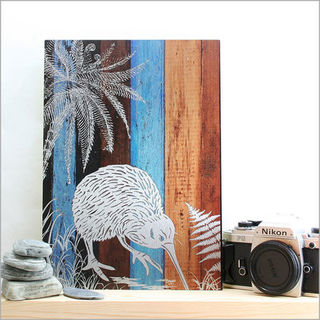 ACM Printed Rectangle: Aged Timber Kiwi (Small)