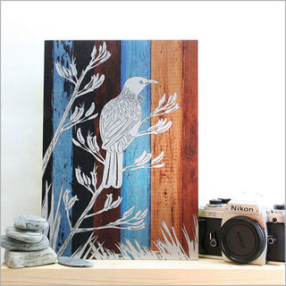 ACM Printed Rectangle: Aged Timber Tui (Small)