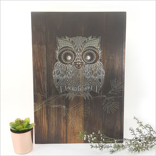 ACM Printed Rectangle : Dark Wood Morepork (Large)