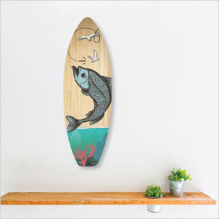 Ply Surfboard Art: Fishing ( Wood )