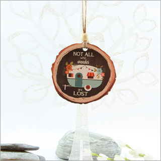 Wood Slice Ornament : Caravan