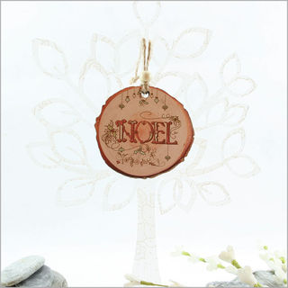 Wood Slice Ornament : Noel