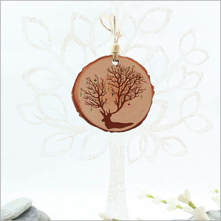 Wood Slice Ornament : Christmas Deer