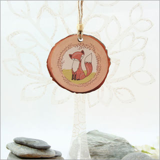 Wood Slice Ornament : Mr Fox