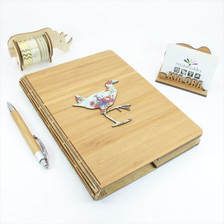 Bamboo Journal: Printed Floral Pukeko