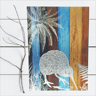 ACM Printed Rectangle: Aged Timber Kiwi (Large)