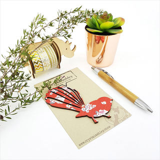 Mini Fantail 2 - Red Floral