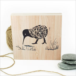 Plywood Art Block: Filigree Kiwi