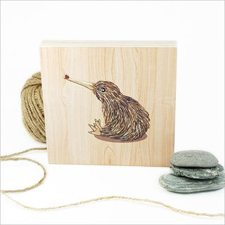 Plywood Art Block: Kiwi with Lady bug