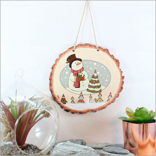Wood Slice Art: Snowman Town