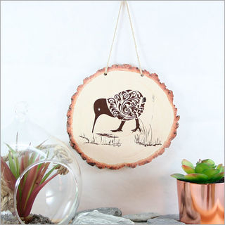 Wood Slice Art: Filigree Kiwi