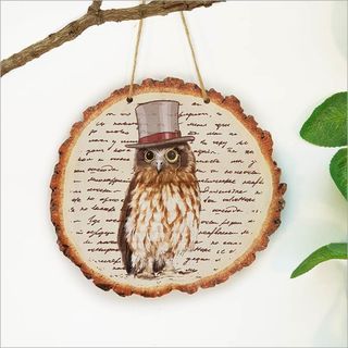 Wood Slice Art: Vintage Ruru Morepork